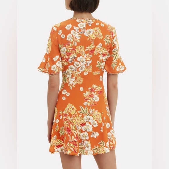 Nicholas Dress Floral Godet Mini Orange Silk Ruffle Size US 2 Fits Small NWOT - Picture 6 of 6